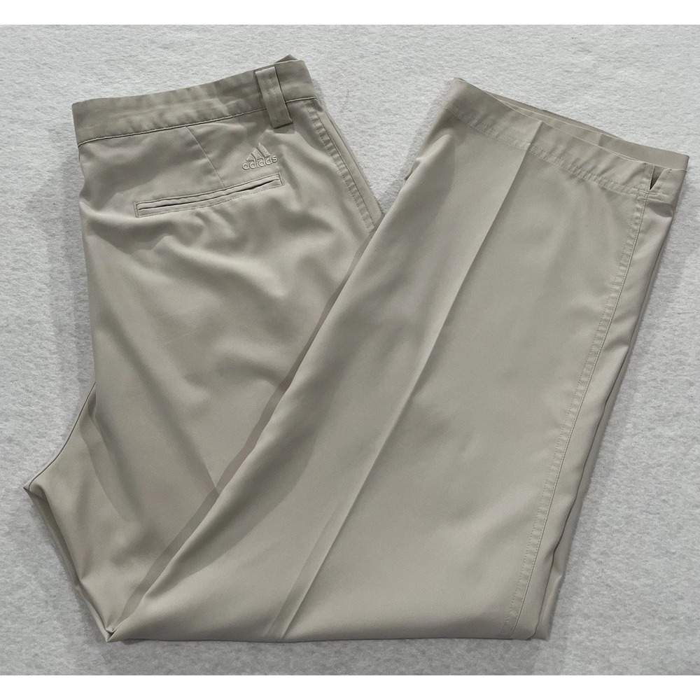 Adidas Golf Pants Mens 36x30 Beige Tan Climalite Flat Front Preppy Country Club